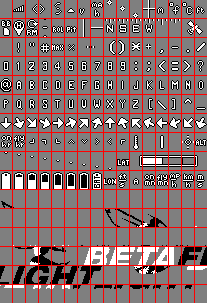 Array of the 256 glyphs in the Betaflight OSD font